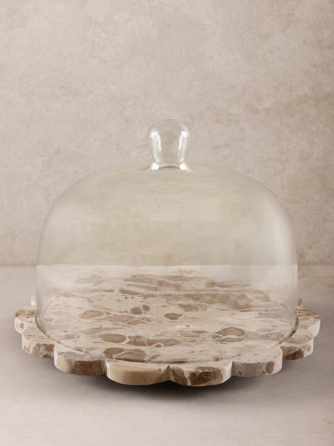 Viola Brown Onyx Serving Board with Cloche