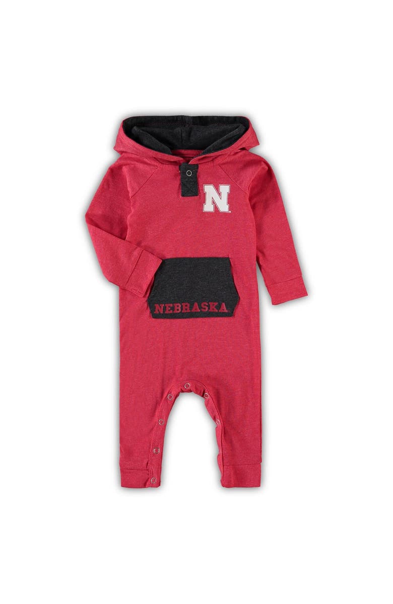 COLOSSEUM Newborn & Infant Colosseum Scarlet Nebraska Huskers Henry Pocketed Hoodie Romper, Alternate, color, 