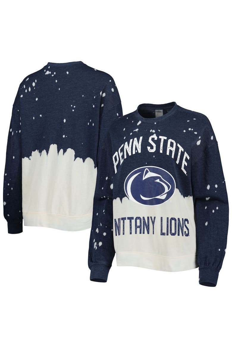 Women's Gameday Couture Navy Penn State Nittany Lions Twice As Nice Faded Dip-Dye Pullover Sweatshirt, Main, color, Navy