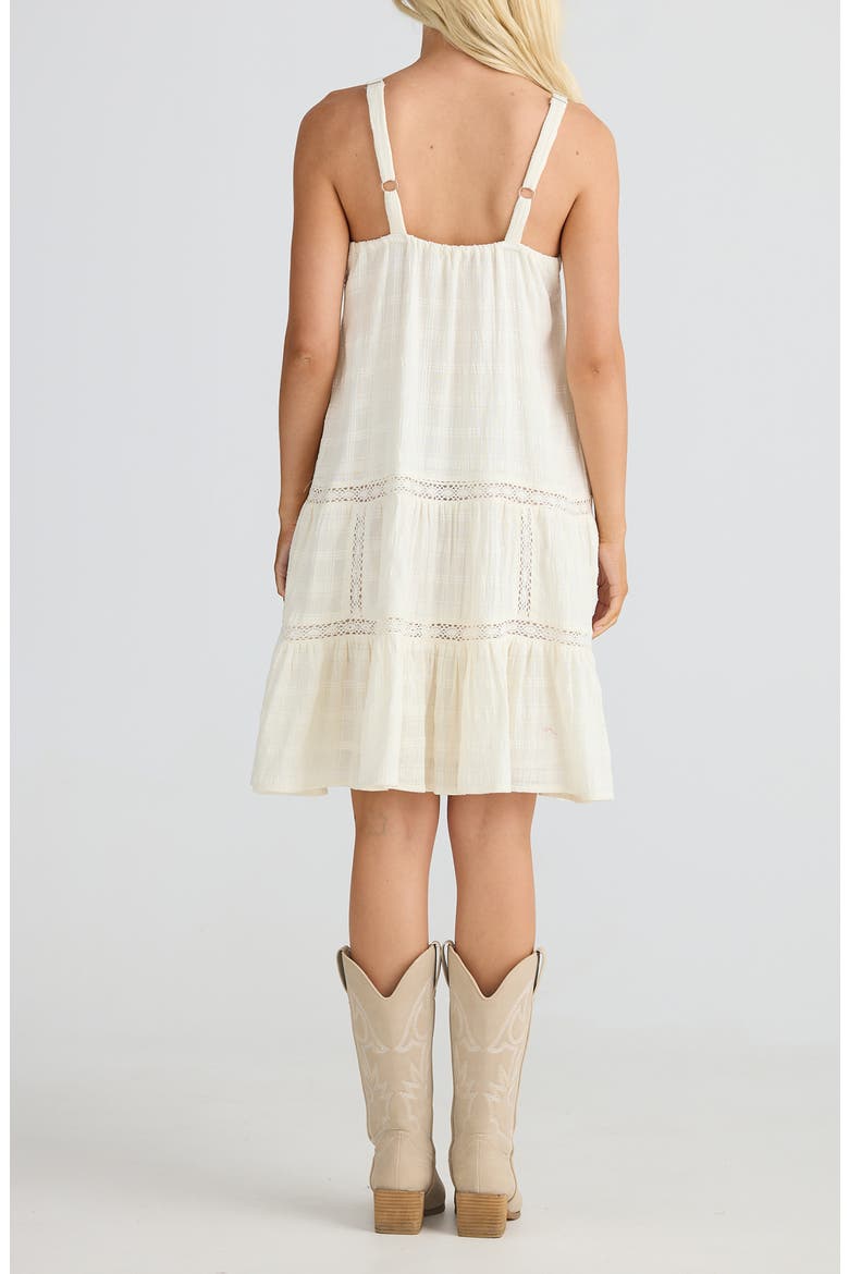 Aurora Floral Embroidered Lace Trim Tiered Midi Dress, Alternate, color, OFF WHITE