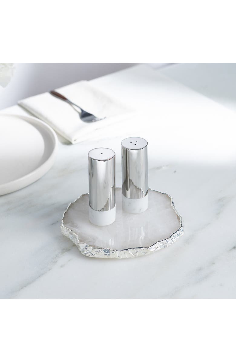 ANNA New York Coluna Dual Salt & Pepper Shaker Set, Alternate, color, White And Silver