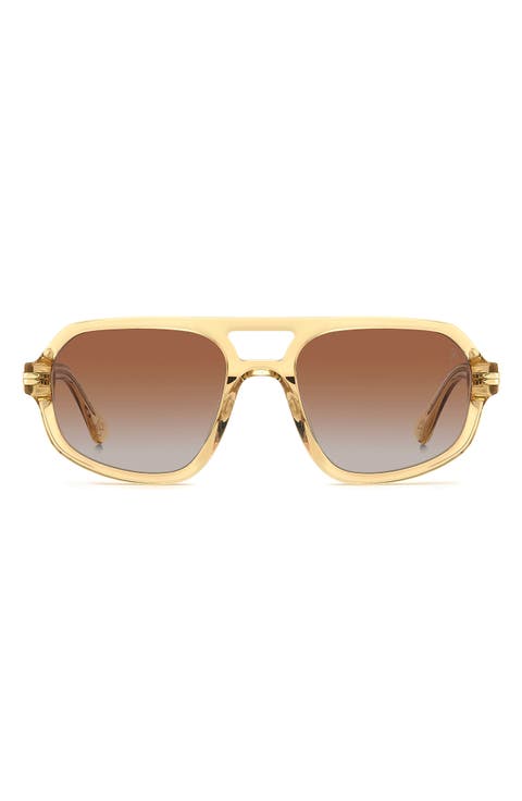 54mm Gradient Rectangular Aviator Sunglasses
