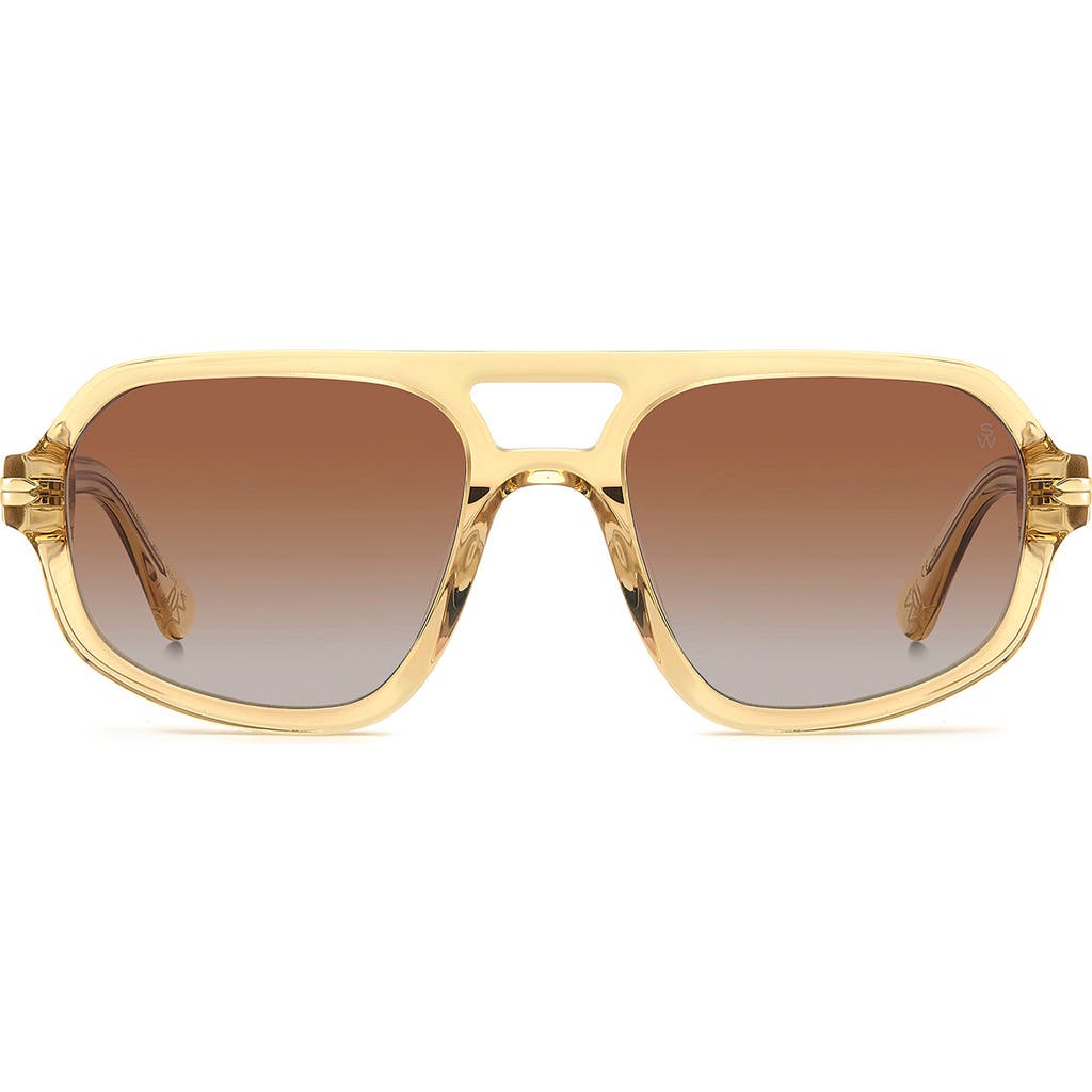 Stuart Weitzman 54mm Gradient Rectangular Aviator Sunglasses In Gold