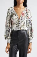 Alice + Olivia Thalia Mixed Print Button-Up Shirt