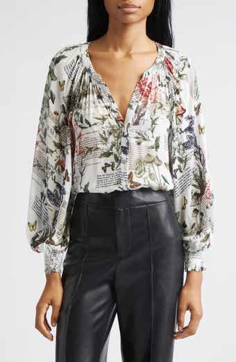 Alice + Olivia Thalia Mixed Print Button-Up Shirt