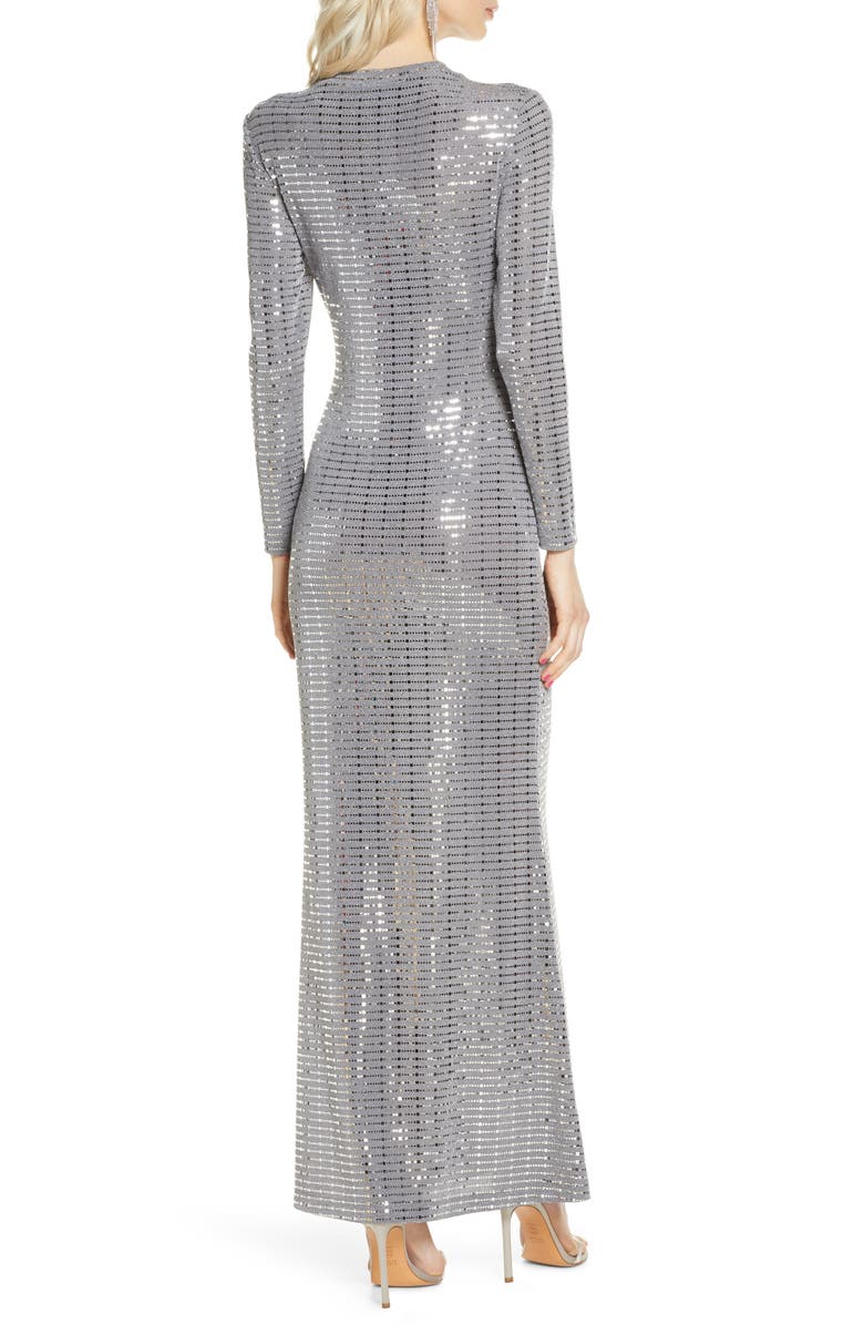 Morgan & Co. Long Sleeve Sequin Knit Gown, Alternate, color,