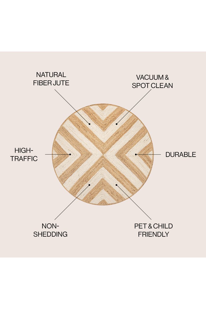 Piper Two-Tone Chevron Round Jute Round Area Rug, Alternate, color, Cream/Natural