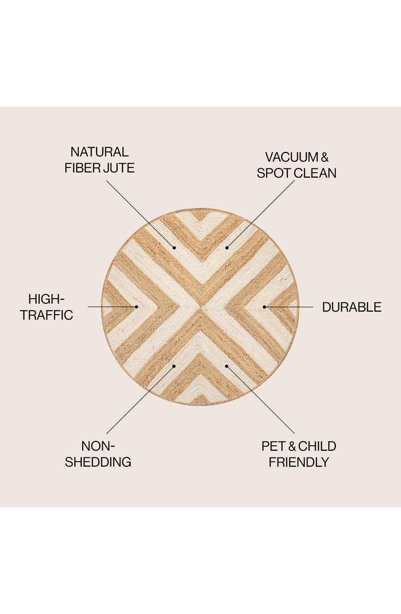JONATHAN Y Piper Two-Tone Chevron Round Jute Round Area Rug, Alternate, color, Cream/Natural