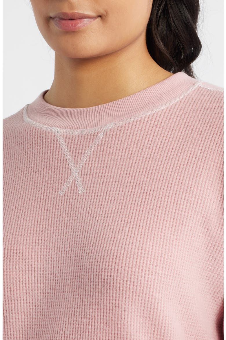 Contrast Stitch Waffle Knit Sweatshirt, Alternate, color, BLUSH