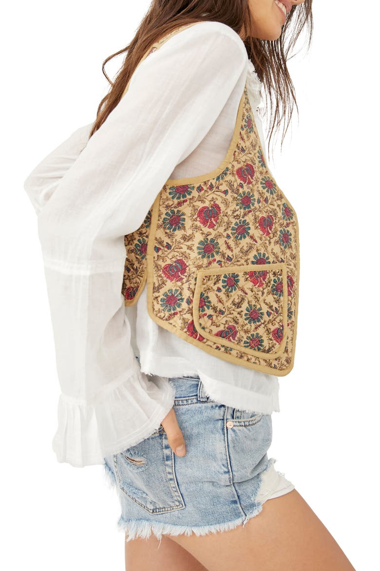 Kenzie Quilted Cotton Vest, Alternate, color, SAND COMBO