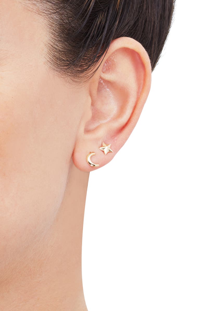 Frankie & Zoe 2-Pack Moon & Star Stud Earrings, Alternate, color,