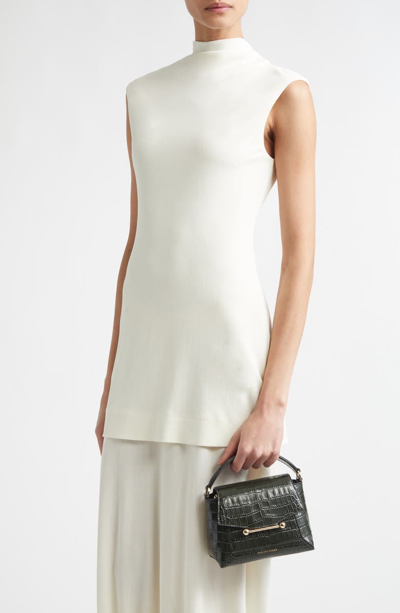 Strathberry Nano Mosaic Croc Embossed Leather Handbag, Alternate, color, Forest