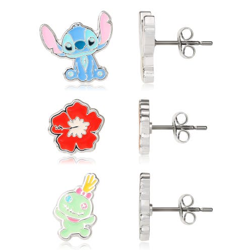 Disney Silver Plated Stud Earring Set, 3 Pairs In Multi