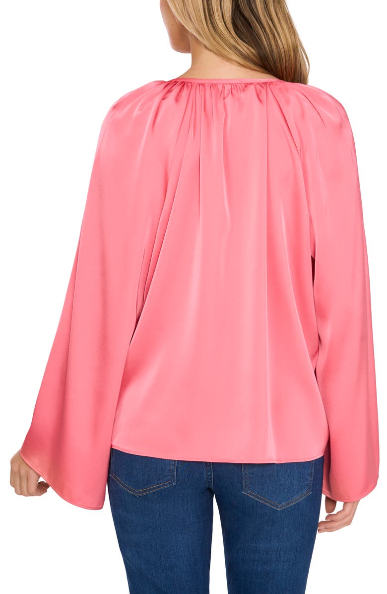 CeCe Satin Peasant Top, Alternate, color, Confetti Pink