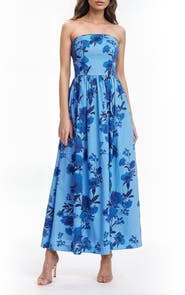 Jewel Badgley Mischka Strapless Maxi Dress