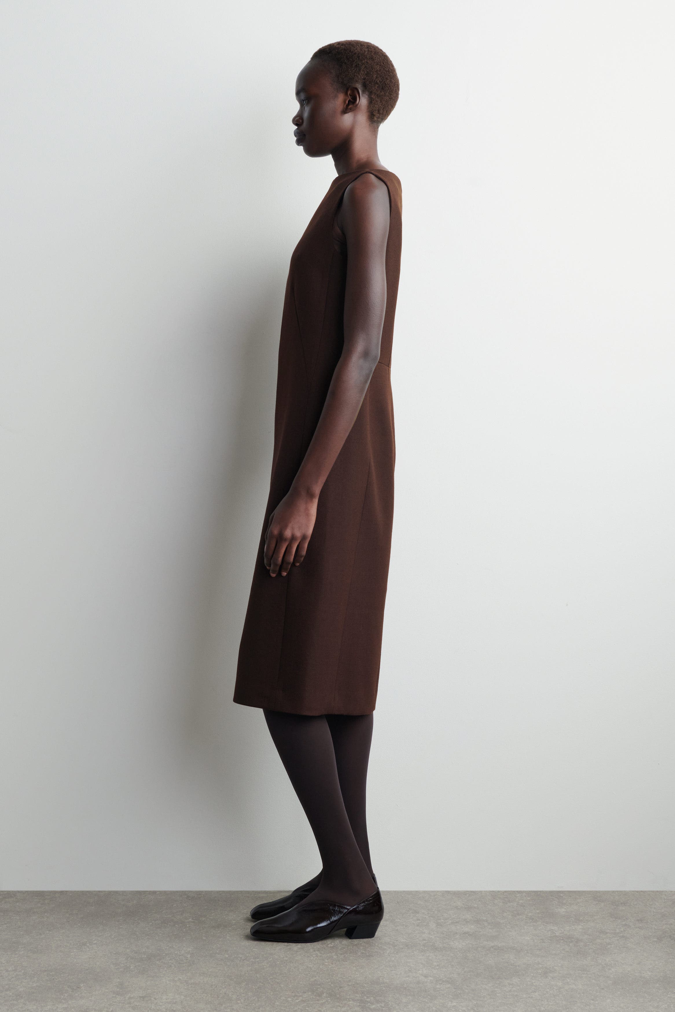 cos tailored wool a line dress Midi (Women) Brown