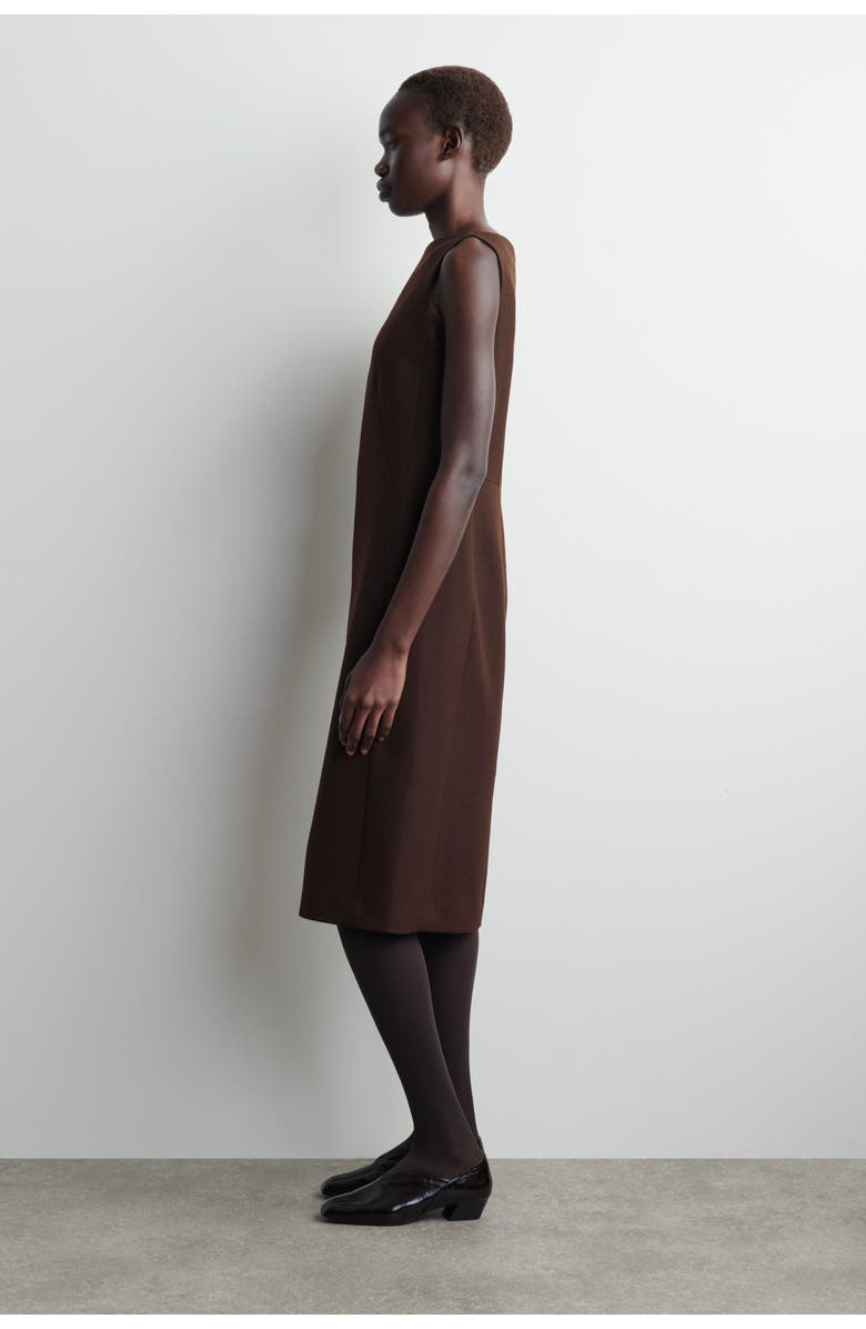 COS Tailored Wool Midi Dress, Alternate, color, Brown