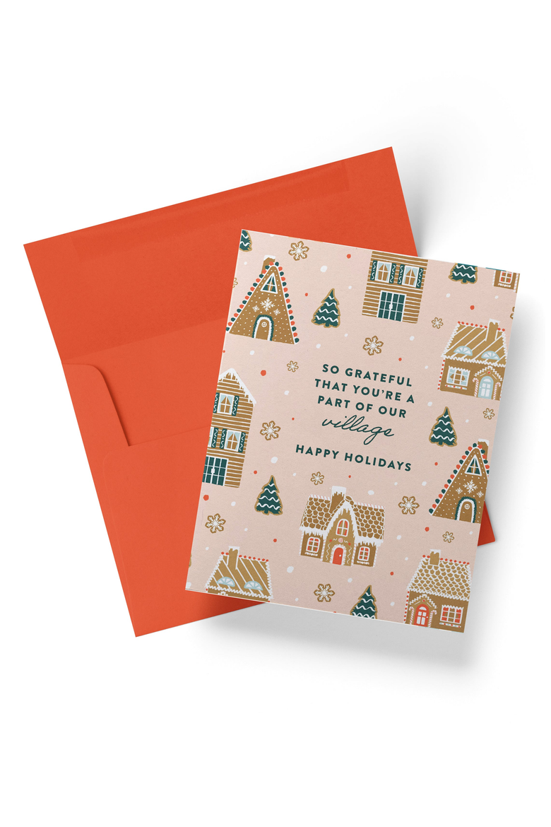Gingerbread Village Holiday Thank You Boxed Set of 8 Greeting Cards, Alternate, color, Gingerbread Village