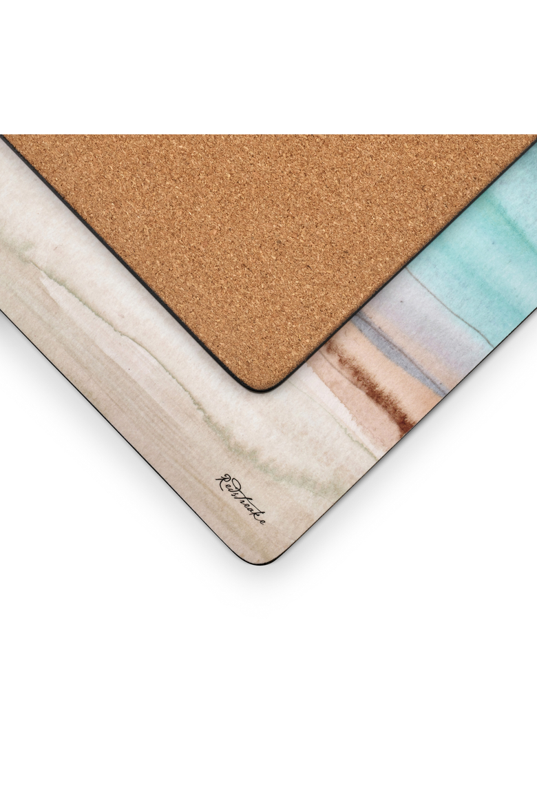 Coastal Shore Set of 4 Cork Back Placemats, Alternate, color, Multi
