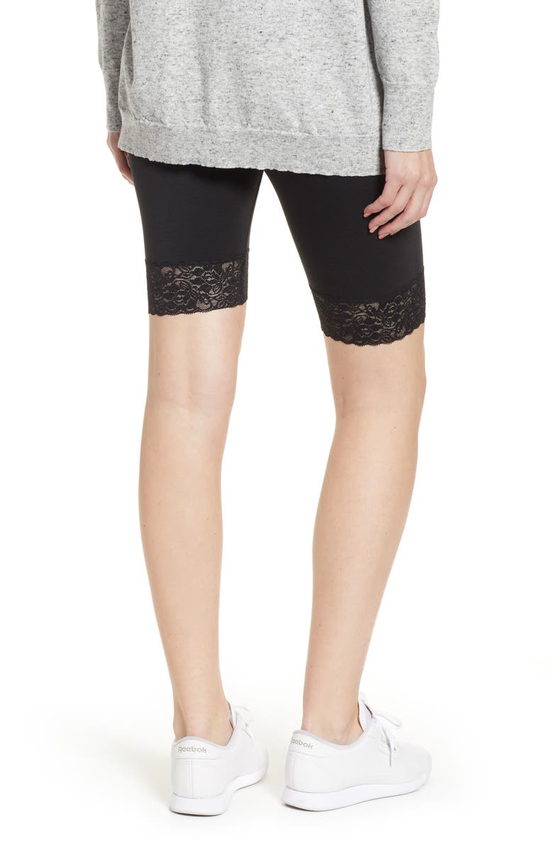 Make + Model Lace Trim Biker Shorts, Alternate, color, 