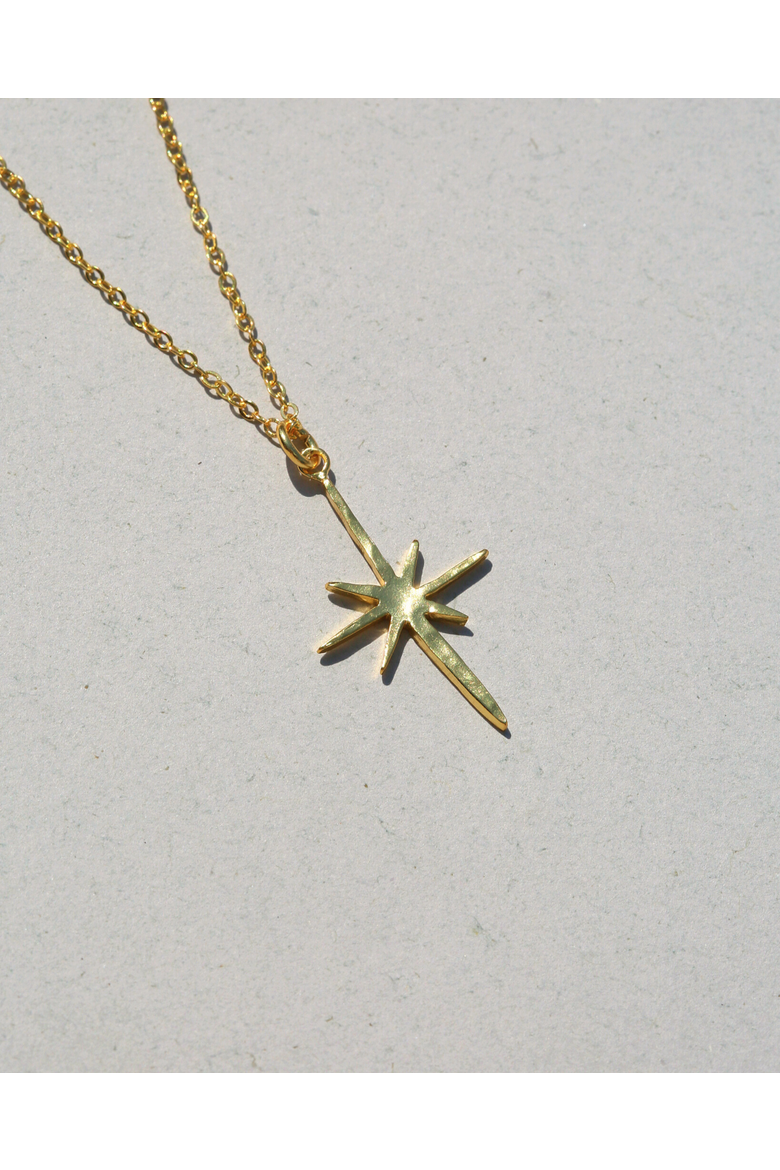 Northern Star Necklace, Alternate, color, Brass