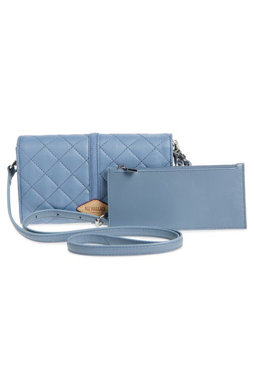 Shop Mz Wallace Astor Diamond Quilted Nylon Convertible Crossbody Bag In Stone Blue