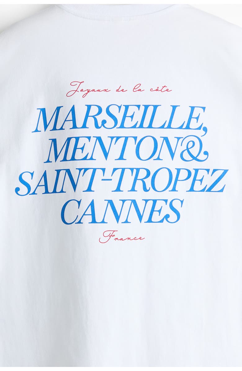 H&M Oversized Print-motif T-shirt, Alternate, color, White/Marseille