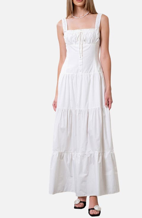 Sleeveless Tiered Cotton Midi Sundress