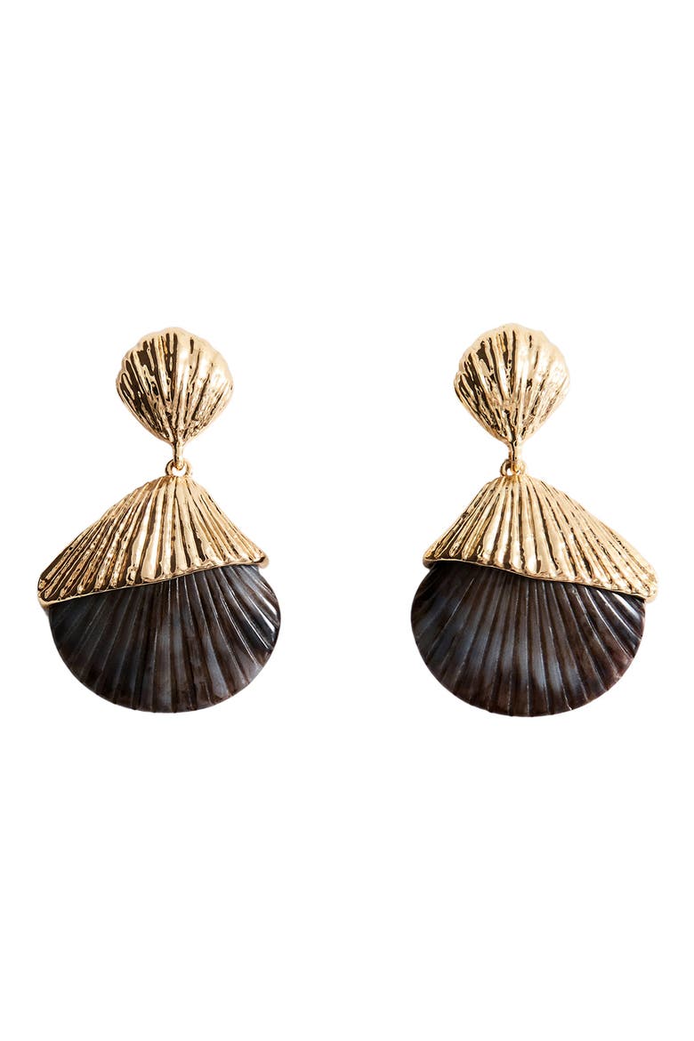 Shell Drop Earrings, Main, color, GOLD