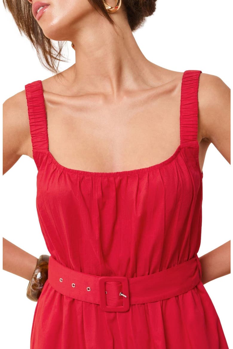Belted Cotton Maxi Dress, Alternate, color, RED