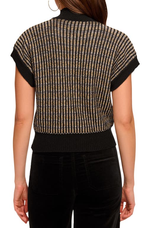 Ramy Brook Hannah Wool Blend Metallic Short Sleeve Sweater In Black