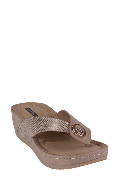 Dafni Snakeskin Embossed Wedge Sandal (Women)