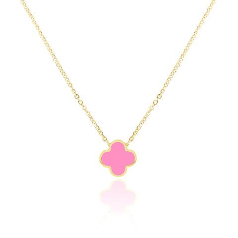 Small Bubblegum Pink Single Clover Necklace