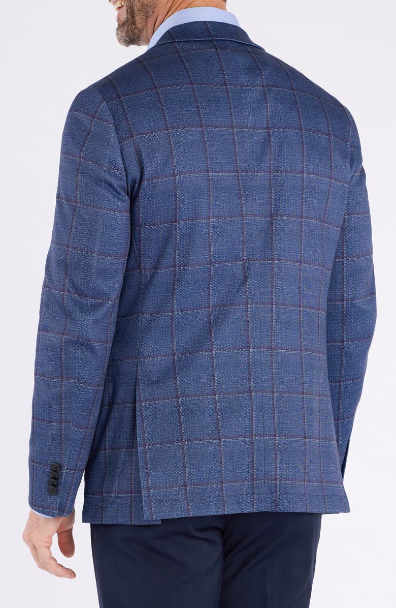 SAVILE ROW CO Shoreditch Slim Fit Blue Windowpane Knit Spot Coat, Alternate, color, Blue