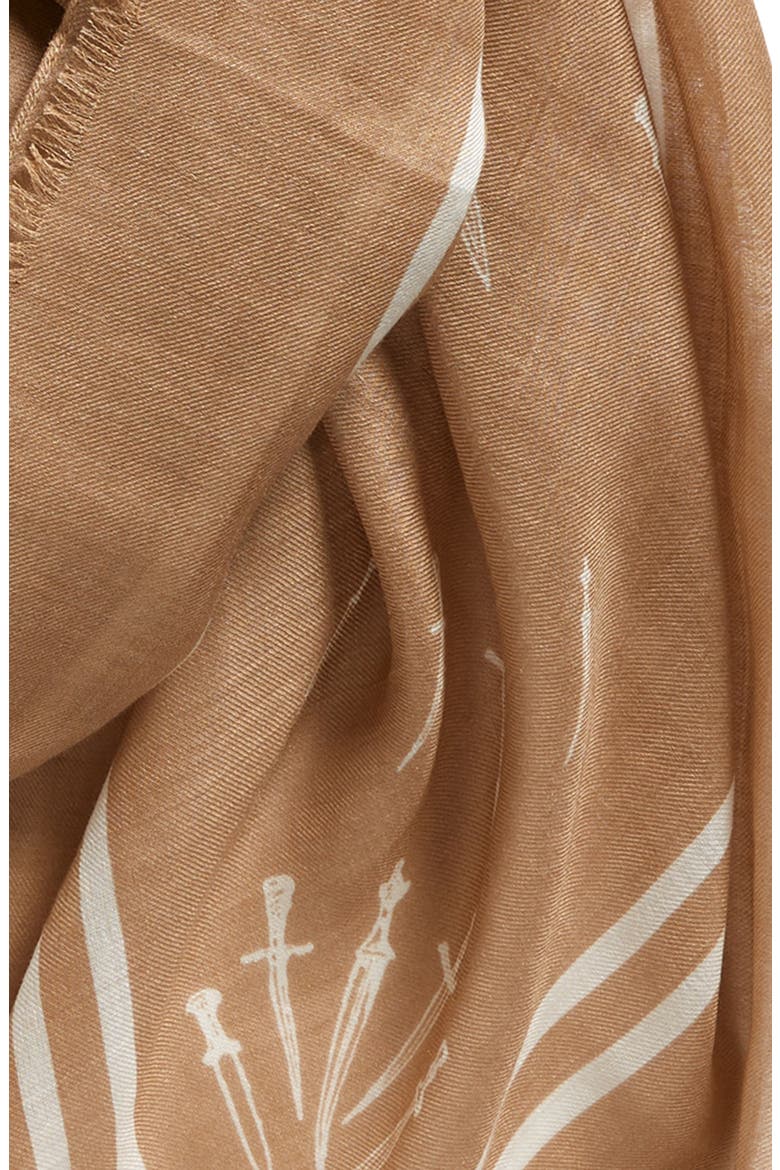Dagger Print Scarf, Alternate, color, CAMEL