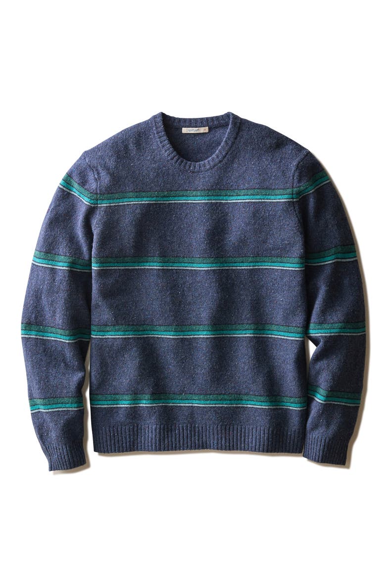 Neppy Stripe Merino Wool Crewneck Sweater, Alternate, color, NAVY/ GREEN MULTI STRIPE