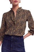 Boden Emily Pom Detail Ruffle Shirt