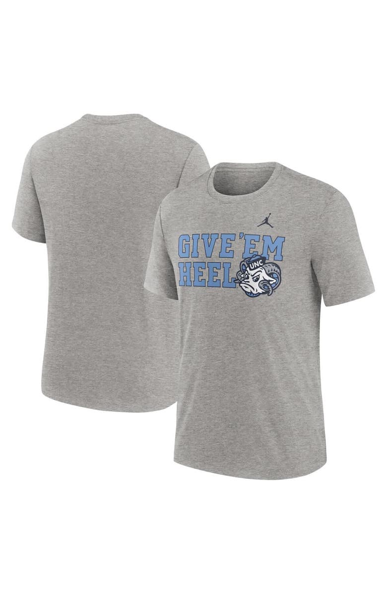 Jordan Brand Men's Jordan Brand Heather Gray North Carolina Tar Heels Campus Local Tri-Blend T-Shirt, Main, color, Heather Gray
