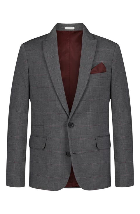 Kids' Windowpane Stretch Two-Button Sport Coat (Big Kid)