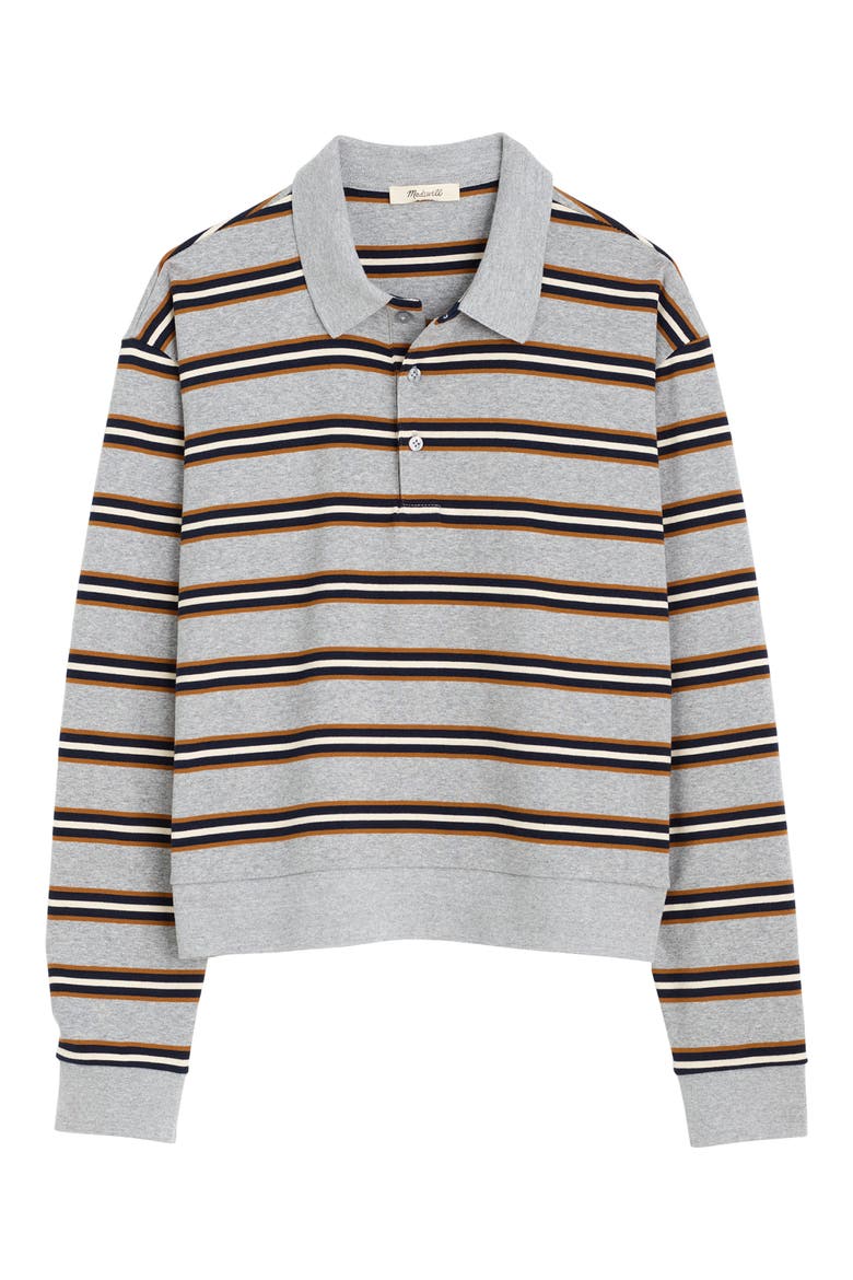 The Long Sleeve Cotton Polo, Alternate, color, HEATHER STRIPE