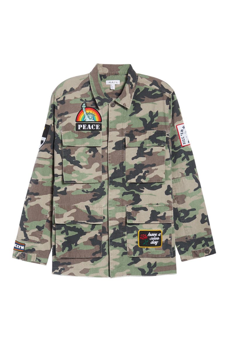 Military Patch Jacket, Alternate, color, BROWN GREEN CAMO