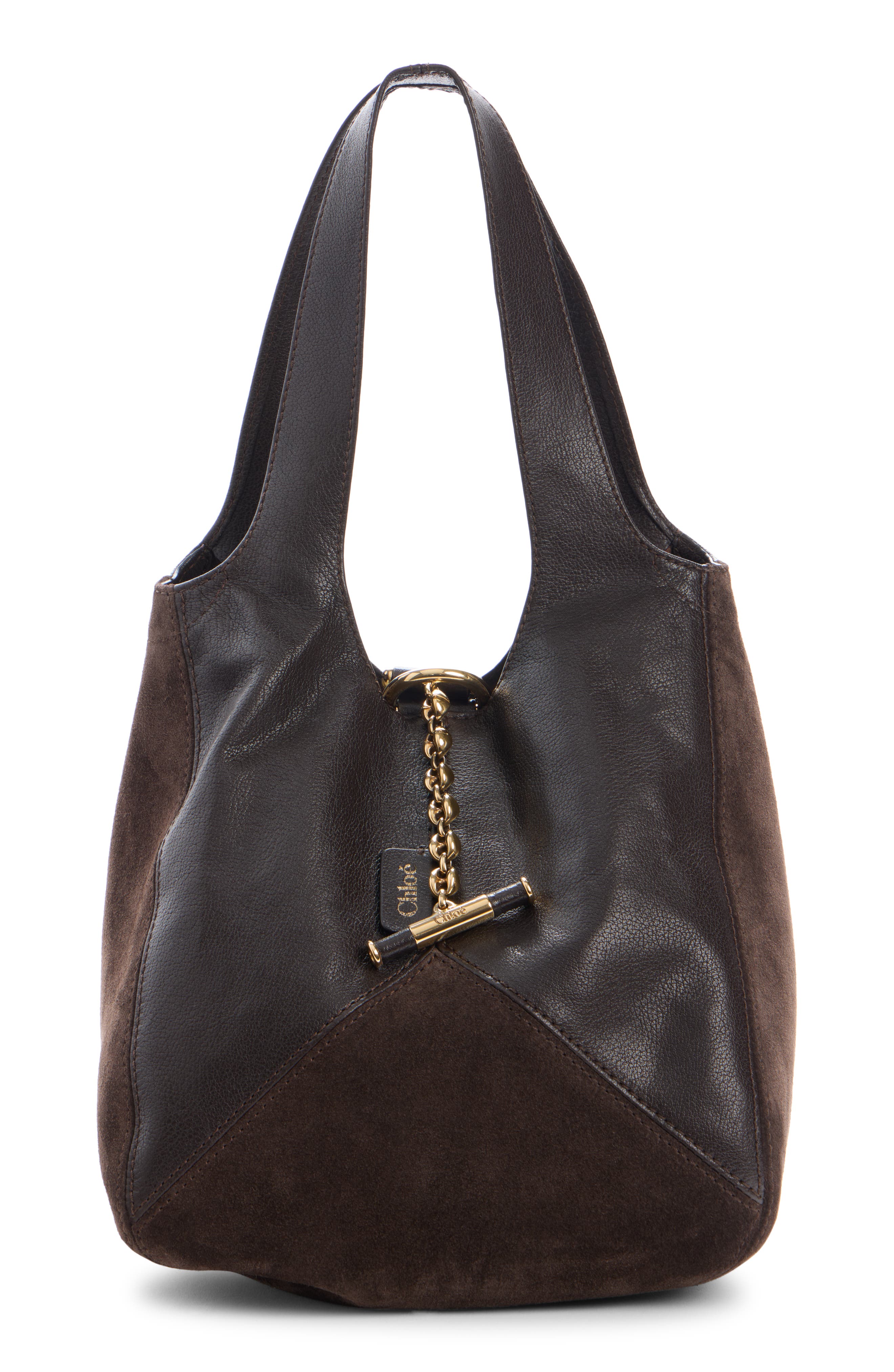 Chloé Small Balloon Patchwork Hobo Bag, Main, color, Kohl Brown
