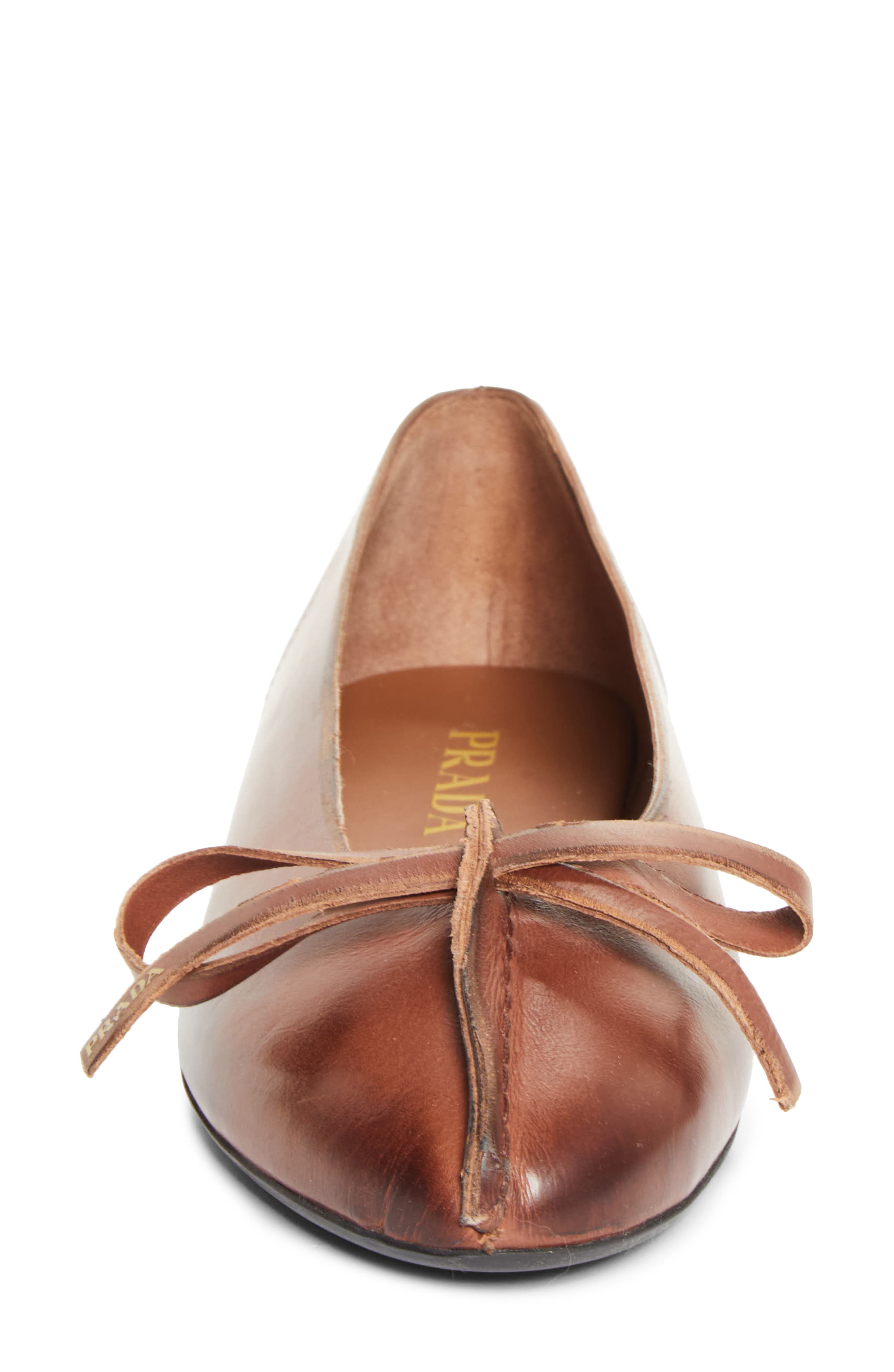 Prada Exposed Seam Ballerina Flat, Alternate, color, Cacao
