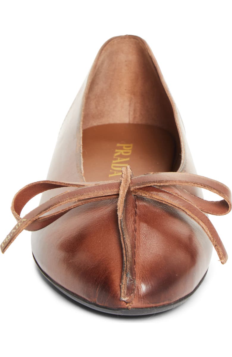 Prada Exposed Seam Ballerina Flat, Alternate, color, Cacao