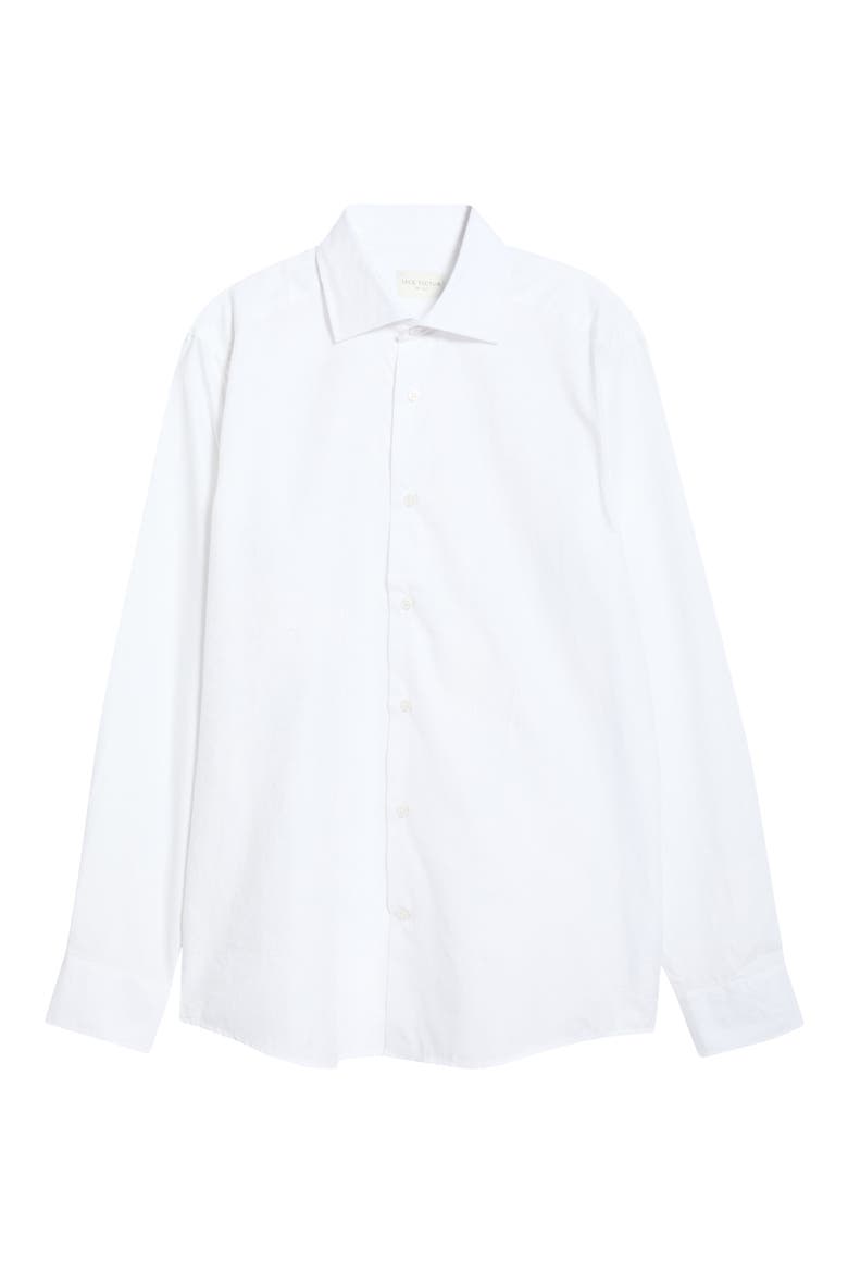 Cotton Jacquard Button-Up Shirt, Alternate, color, WHITE