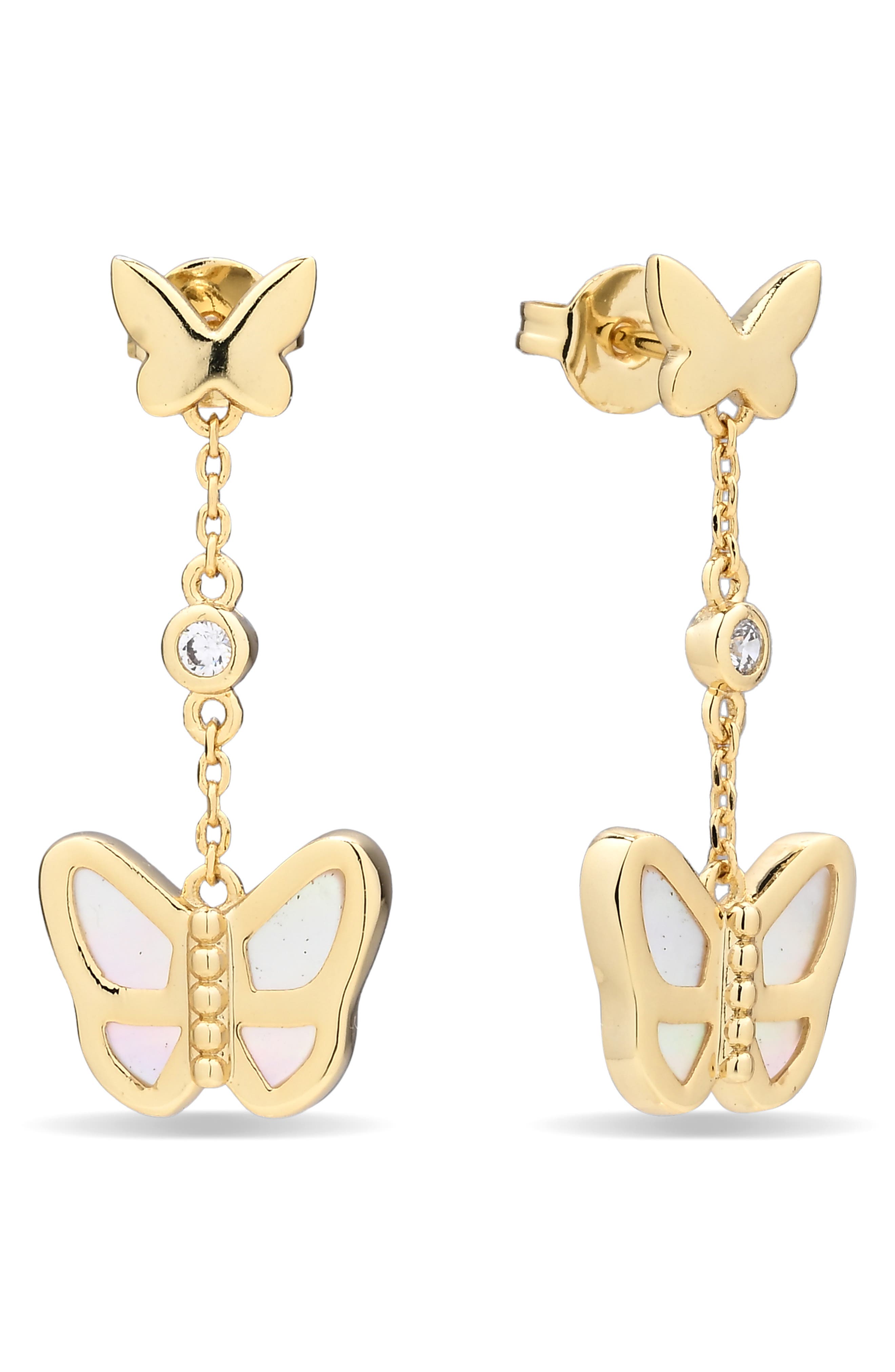 Flutter 14k Gold Plated Mother-of-Pearl Dangle Earrings