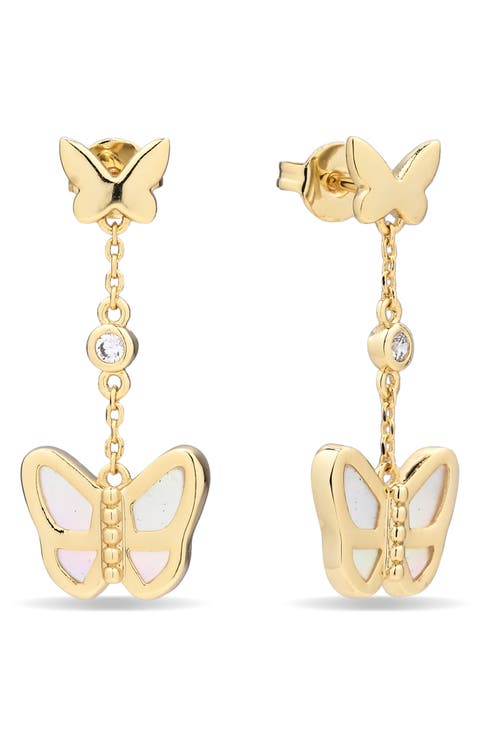 Flutter 14k Gold Plated Mother-of-Pearl Dangle Earrings
