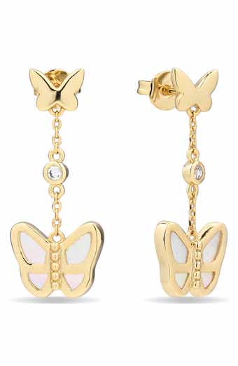Flutter 14k Gold Plated Mother-of-Pearl Dangle Earrings