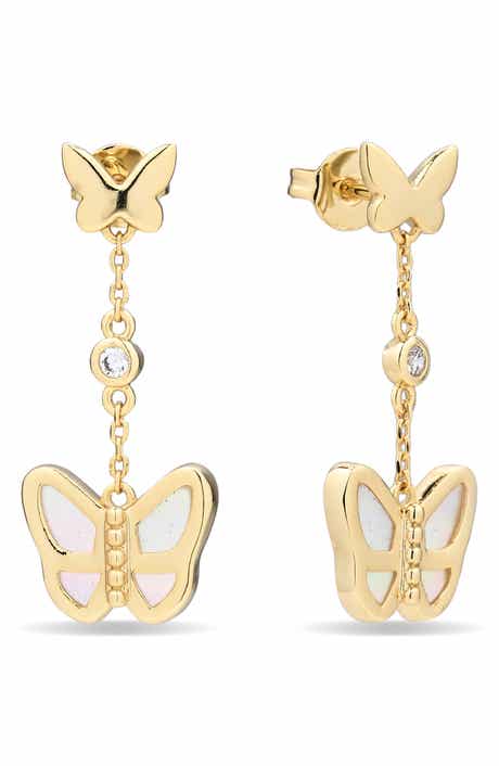 Flutter 14k Gold Plated Mother-of-Pearl Dangle Earrings