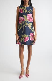 Carolina Herrera Peony Jacquard Sleeveless Shift Dress